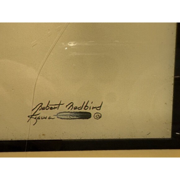 ROBERT REDBIRD JR "THE WATER WOMAN" ACRYLIC ART OVER WOOD - Picture 2 of 9